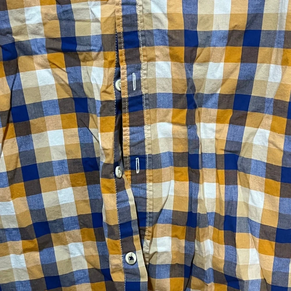 Hollister Stretch‎ Plaid Button‑Up Mens L Slim Fit Blue White Yellow - Picture 5 of 14